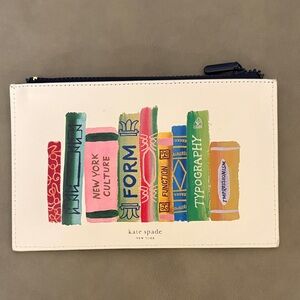 Kate Spade Pouch - Shelf Of Books - 8.5 x 5.5 inches - Pencils or Makeup Bag